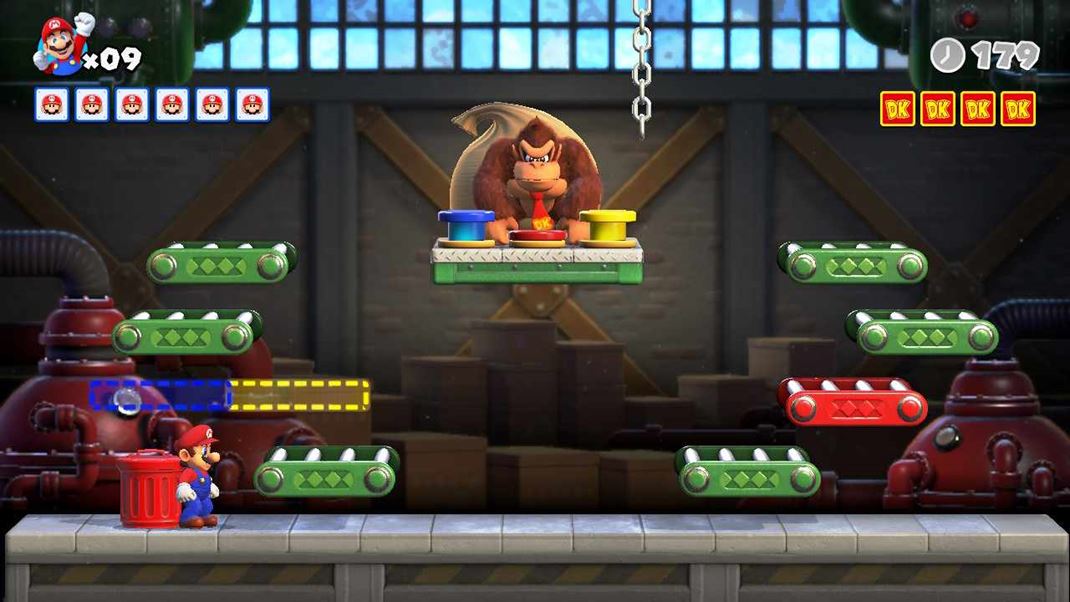 Mario vs. Donkey Kong Sboje s bossom s fajn spestrenm, ale asom sa trochu recykluj