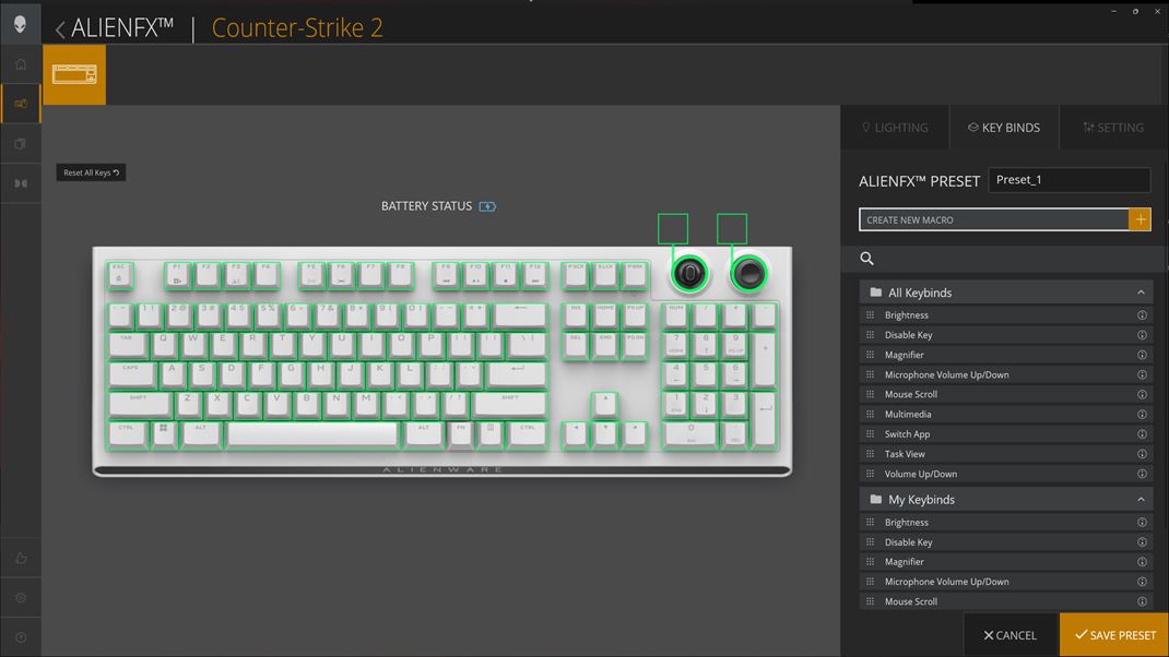 Hern klvesnica Alienware 920K  Pre hry mte monos vytvori si pecifick profil a namapova niektor z preddefinovanch funkci