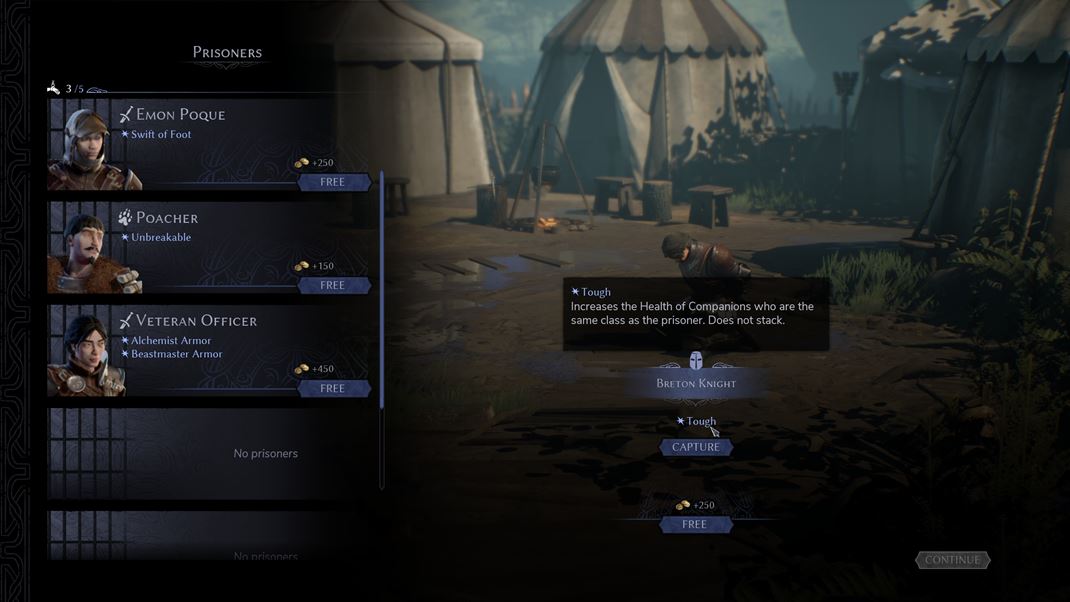 Crown Wars: The Black Prince Vzenie je jednou z najzaujmavejch sast hry. Zajatci z misi prinaj bonusy.