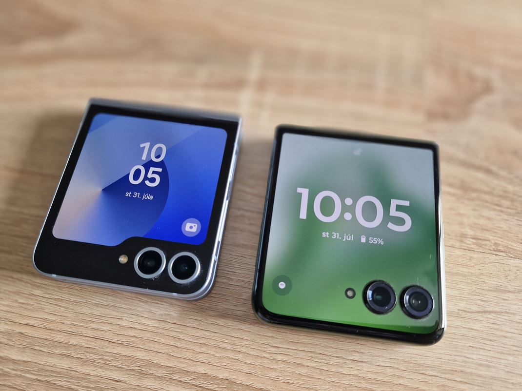 Samsung Galaxy Z Flip6 Porovnanie prednho displeja s Motorla Razr 50 ultra