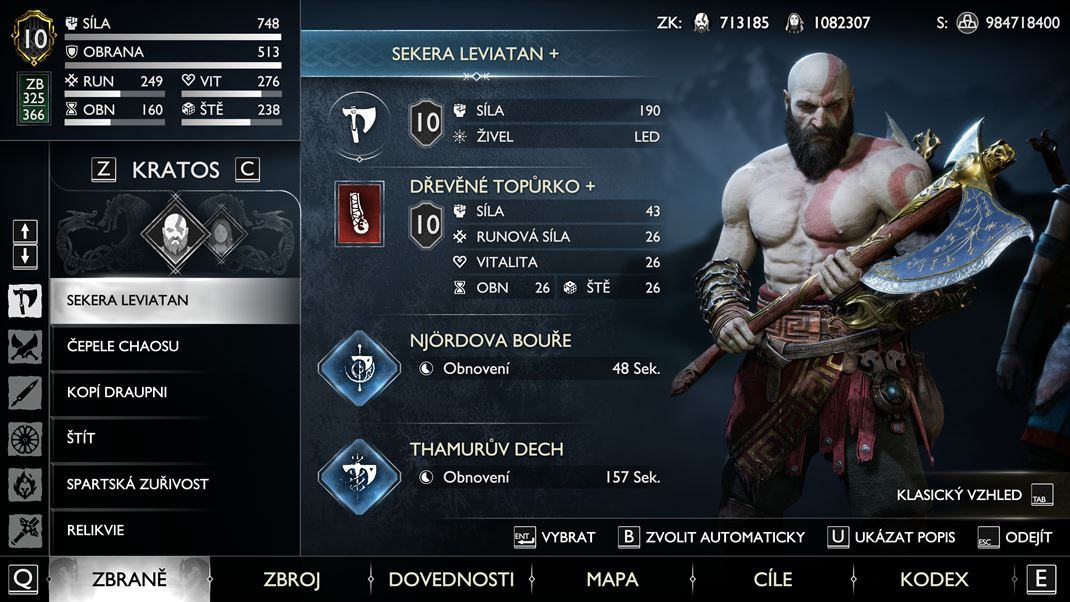 God of War: Ragnarok (PC) Hlbok menu upgradov nechbaj, aj ke na PC s a prli vek psmen a cel by to chcelo lepiu prehadnos.