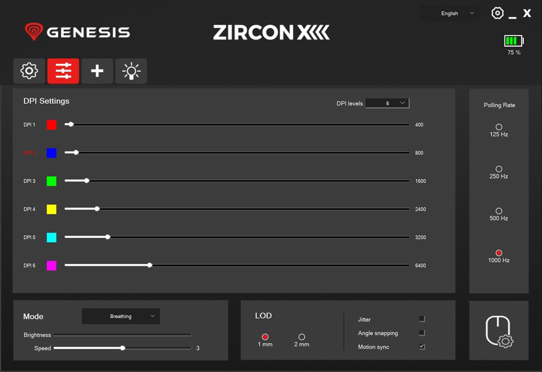 Genesis Zircon XIII - nastaviten hern my Nastavi si viete aj DPI zny.