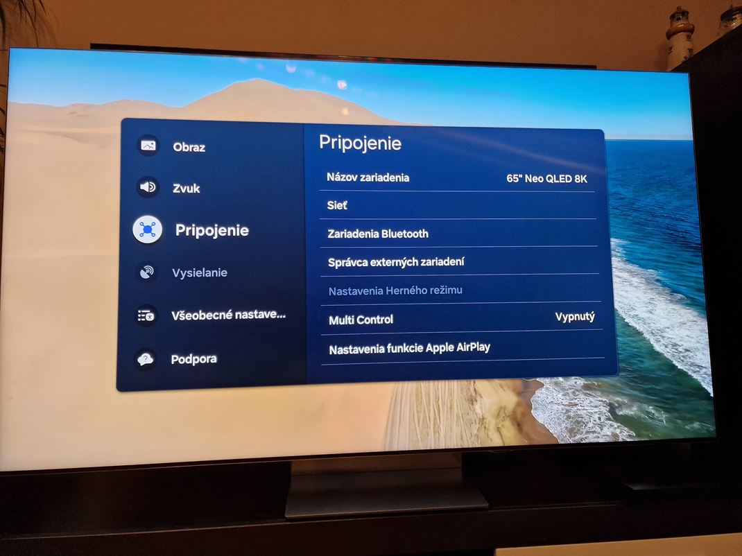 Samsung QLED 65'' QN900D - 8K miniLED TV A je tu aj tandardn hlbie vek menu s nastaveniami.