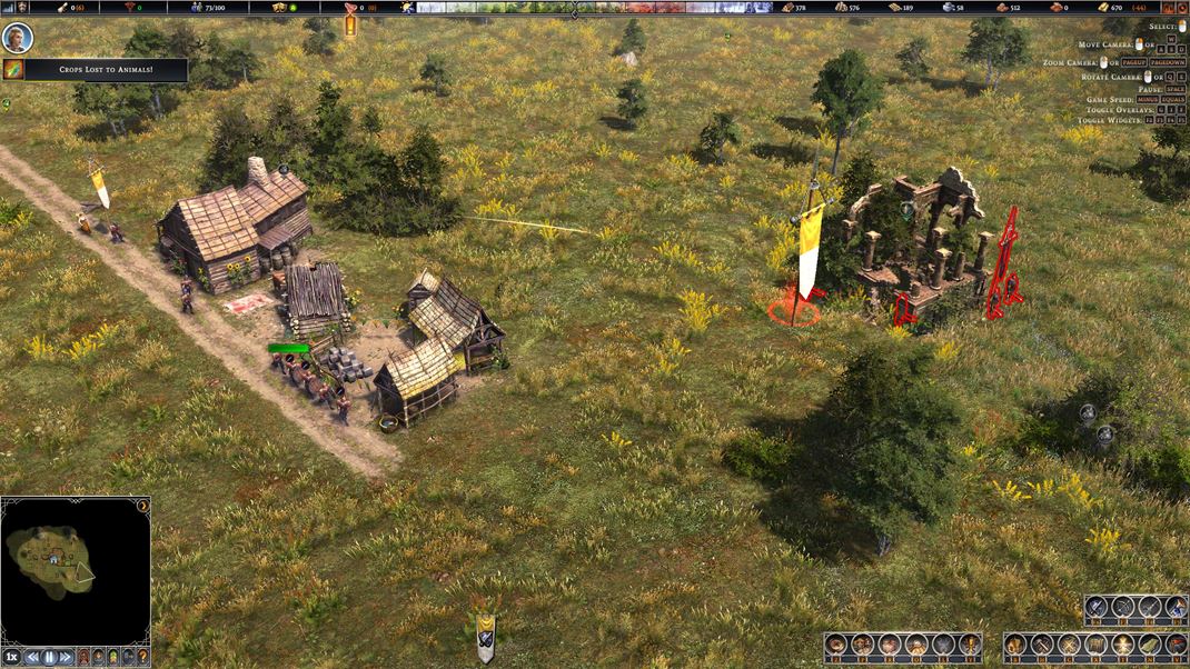 Farthest Frontier Zbojnci stria zrcaninu, v ktorej sa skrva magick amulet.