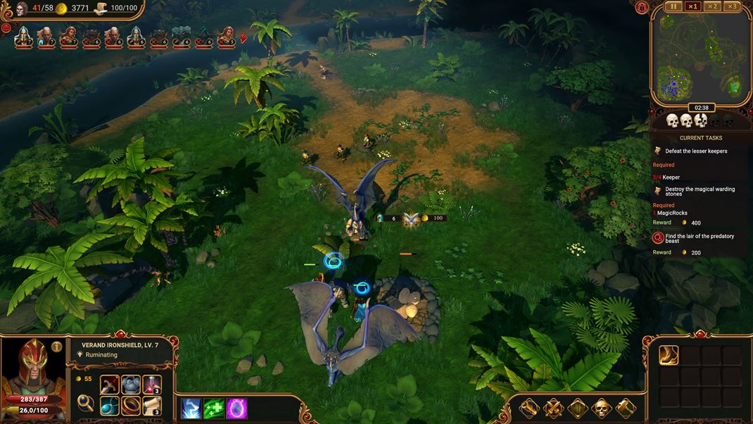 Lessaria: Fantasy Kingdom Sim Dobre vybaven dobrodruh je viditene silnej. vbavu vidte v avom dolnom rohu.