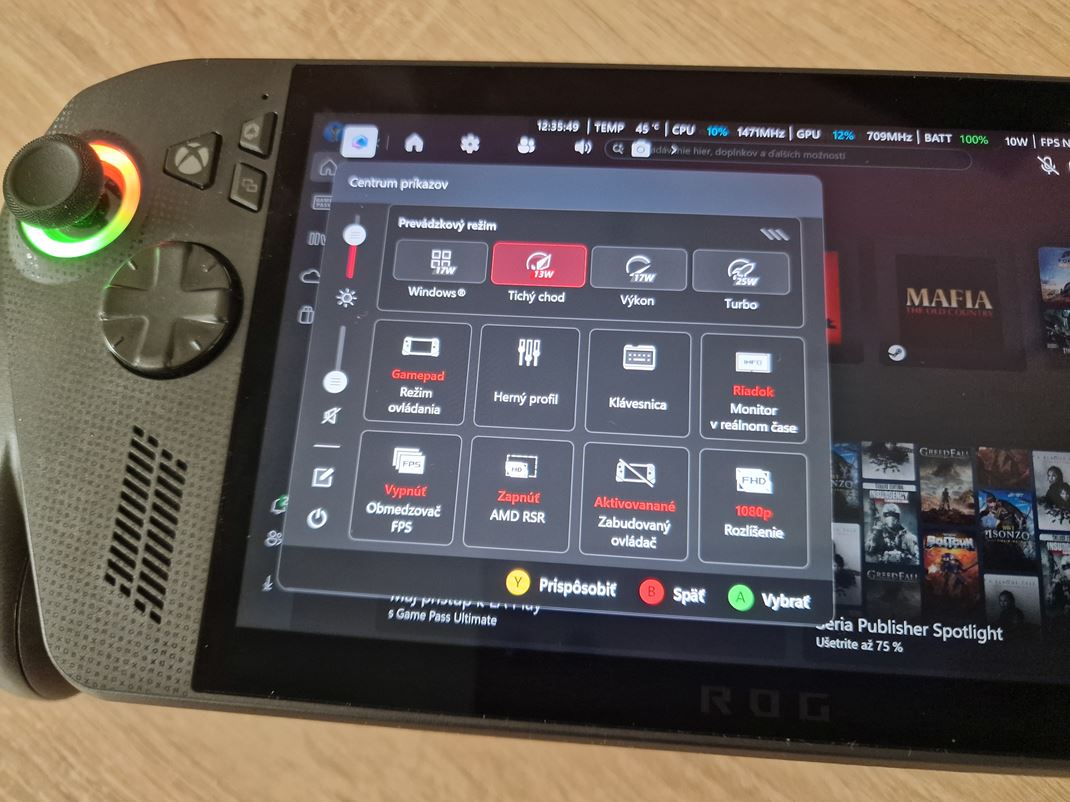 ROG Xbox Ally X Asus nechal svoje vkonnostn menu, ale teraz u vstavan do gamebaru.