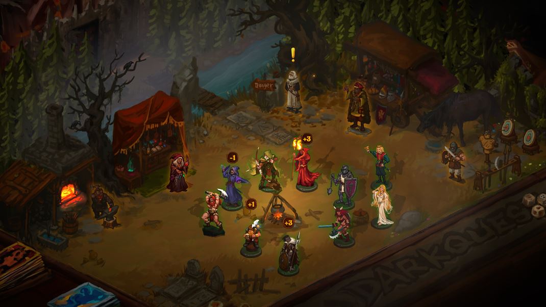 Dark Quest 4 Hrdinovia v tbore akaj pri ohni, km si ich vyberiete. Dleit je ich aktulna kondcia.