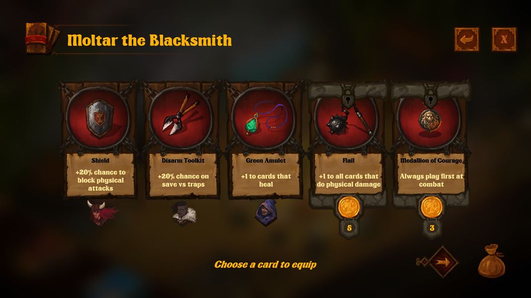 Dark Quest 4 V tbore od NPC postv nakpite rzne uiton karty.