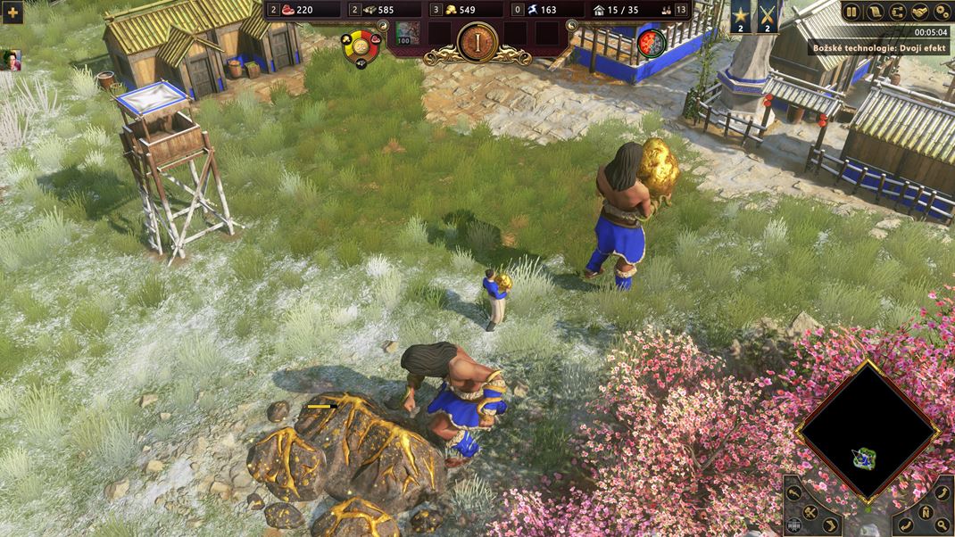 Age of Mythology: Retold - Immortal Pillars Tto obri s vdatnmi pomocnkmi pri zskavan surovn a vstavbe.