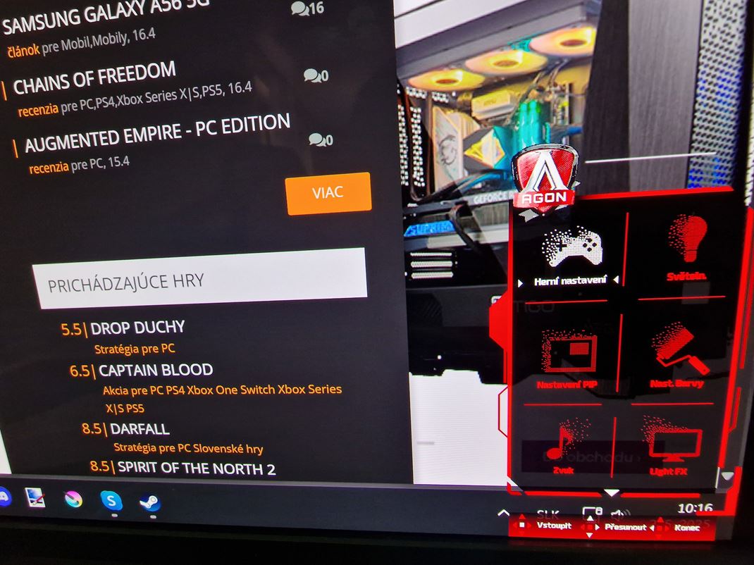 AOC Agon Pro AG326UD - 4K OLED monitor Menu je tu tandardn erven AOC, mono mierne neprehadn, ale ponka vetko potrebn.