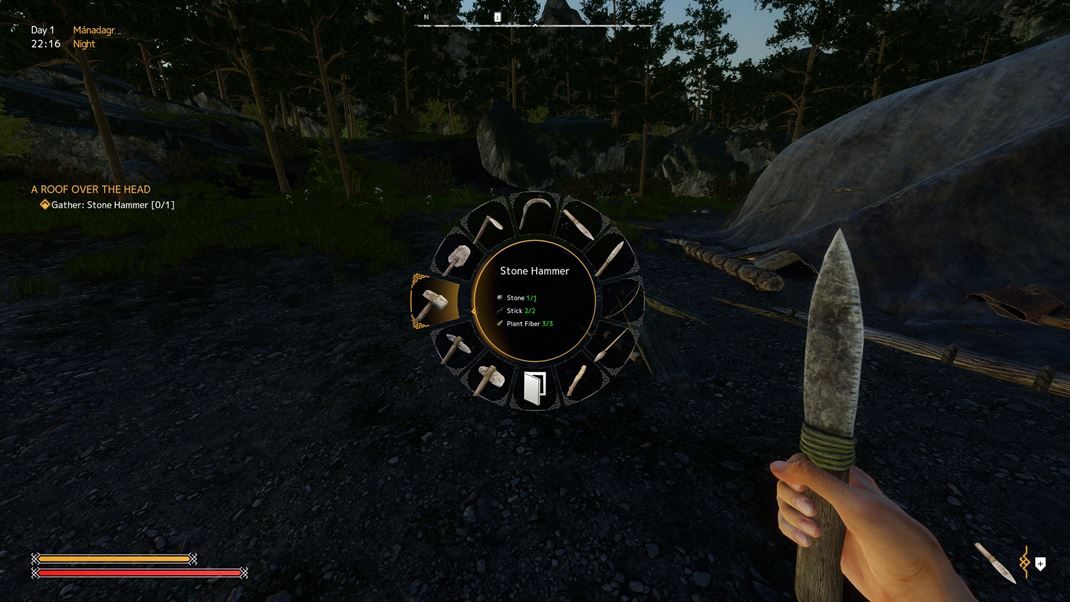 Viking Frontiers Zkladn nstroje si vyrobte hocikedy v kruhovom menu.