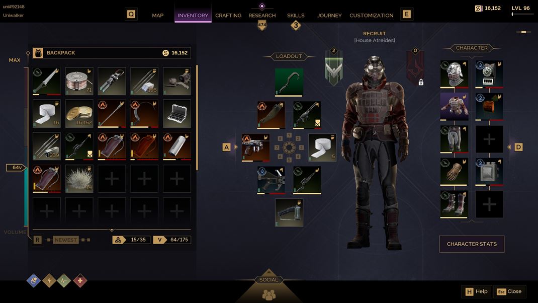Dune: Awakening Koris je bohat a vbavu vaej postavy budete prakticky neustle vylepova.