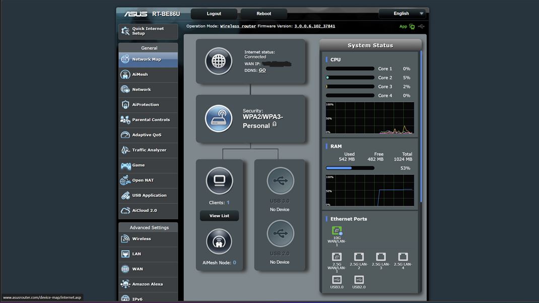 ASUS RT-BE86U - rchly Wifi router 