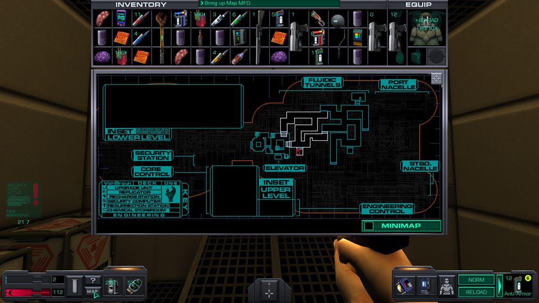 System Shock 2: 25th Anniversary Remaster Mapa. Som tu a mm sa dosta neviem kam.