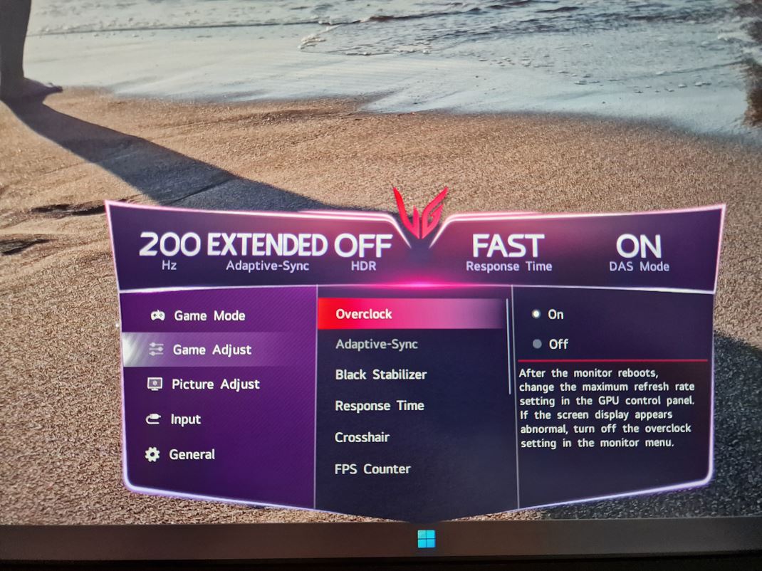 LG 27GS85Q - 1440p / 200Hz monitor Pretaktovanie odomkne 200Hz reim.