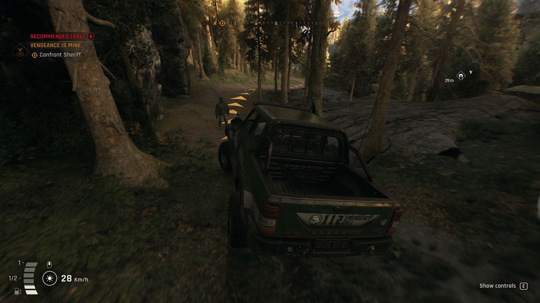 Dying Light: The Beast Jazda na aute sprjemn hratenos a zrchly prechody medzi asami prostredia.