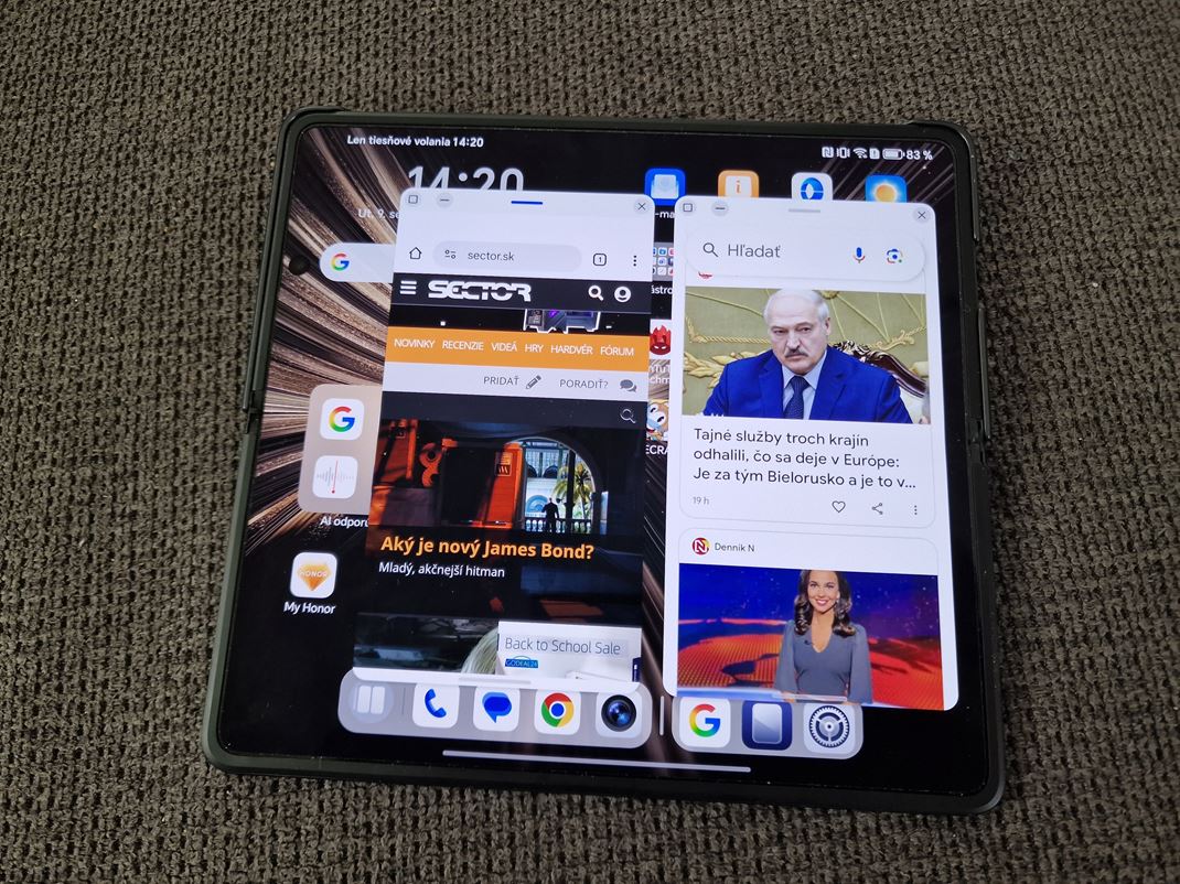 Honor Magic V5 Na obrazovke mete ma dve alebo iastone aj tretiu aplikciu.