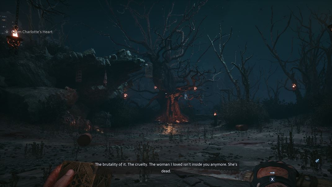 Clive Barker�s Hellraiser: Revival Otvorené priestranstvo, obesenec v pozadí a predmet na aktivovanie. Asi nás �aká boss fight.