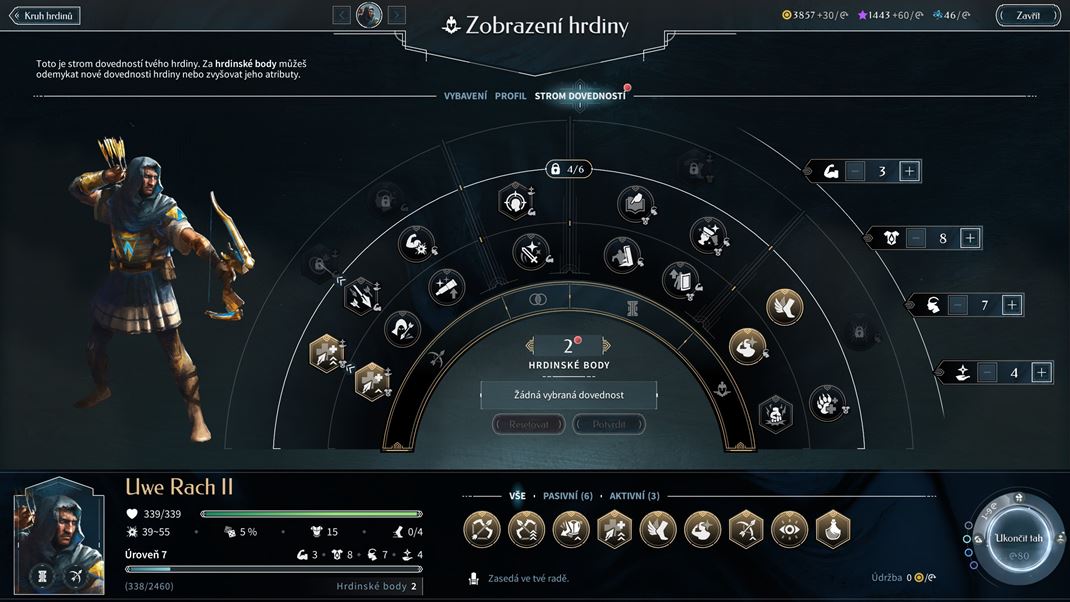 Endless Legend 2 Jedna z obrazoviek vývoja hrdinu.