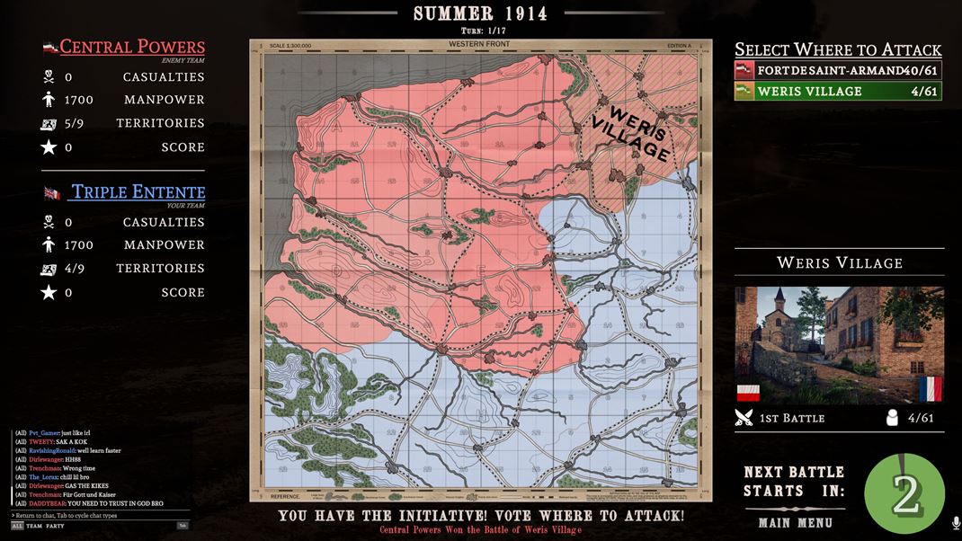 Over The Top: WWI Multiplayerov� �a�enie tvor� kolekcia m�p, pri�om o nasleduj�com bojisku rozhoduj� hr��i.