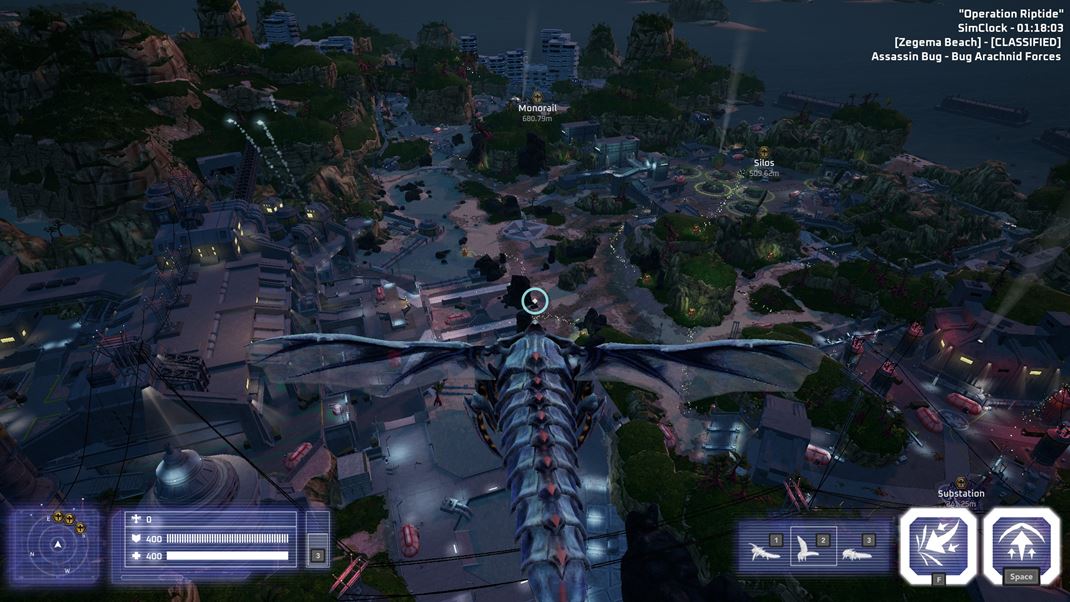 Starship Troopers: Ultimate Bug War! No�n� let nad z�klad�ami �ud�, ktor� budem o chv��u ni�i�.