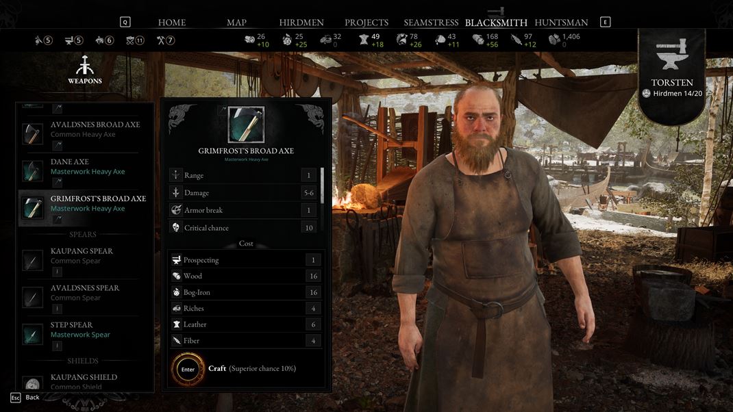 NORSE: Oath of Blood �ak� v�s aj kovanie vlastn�ch zbran� a brnenia.