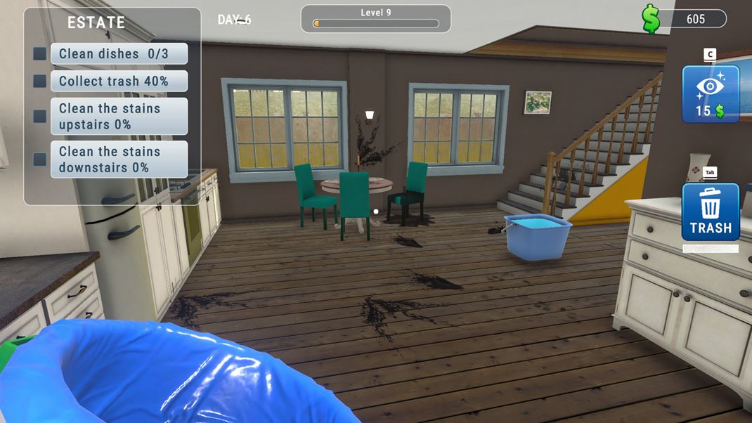 House Cleaner Simulator Zbieranie odpadkov je rovnako monot�nne ako t�ch 5 druhov smet� rozh�dzan�ch n�hodne po dome.