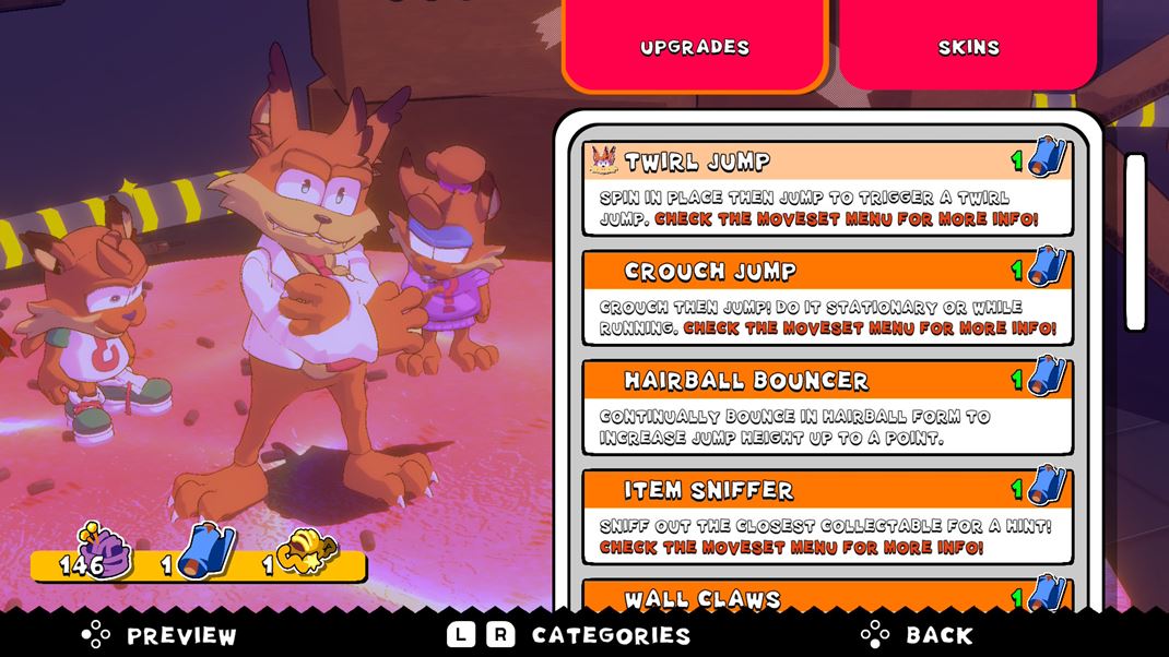 Bubsy 4D Postupne si odomknete r�zne skiny aj schopnosti