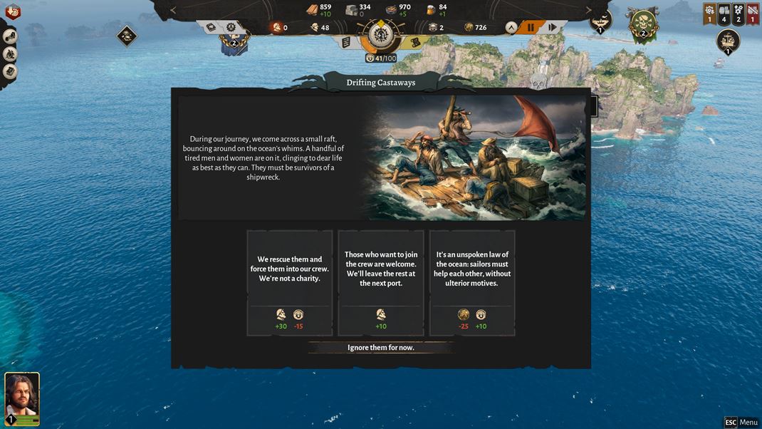 Corsair Cove �akaj� v�s menej, ale aj viac z�sadn� rozhodnutia, ktor� prin�aj� odmeny, ale neraz aj postihy.