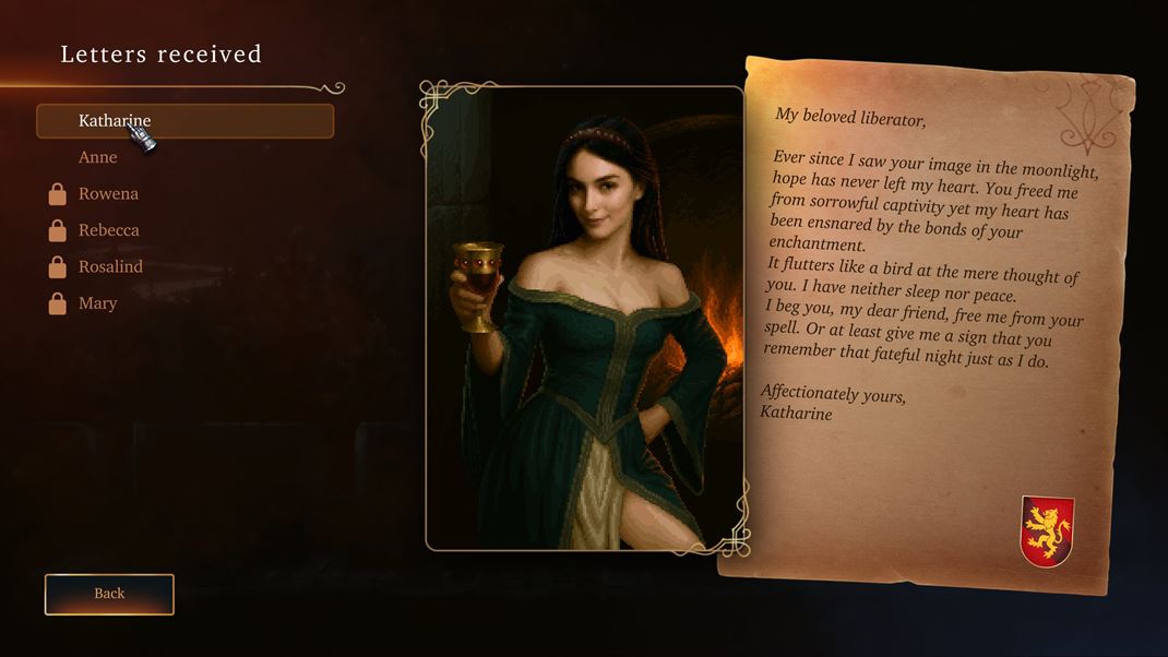 Defender of the Crown: The Legend Returns V menu hry sa odomykaj� listy od osloboden�ch d�m, ktor� st�li po va�om boku.